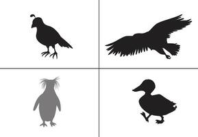 vlak ontwerp vogel silhouet reeks ,vogel, zwart icoon, vogel kunst ,vogel tatoeage, vector