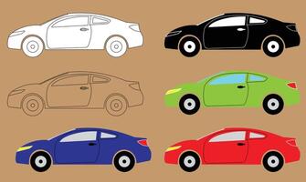 illustratie vector van vlak ontwerp auto, silhouet auto, overzicht auto, gekleurde auto auto icoon, sport auto
