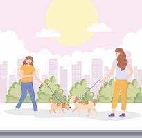 vrouwen met huisdieren op straat vector