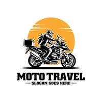 avontuur motorfiets op reis logo vector