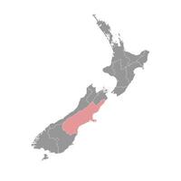 Canterbury regio kaart, administratief divisie van nieuw Zeeland. vector illustratie.
