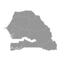 Dakar regio kaart, administratief divisie van Senegal. vector illustratie.