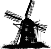 ai gegenereerd silhouet windmolen zwart kleur enkel en alleen vol lichaam vector