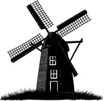 ai gegenereerd silhouet windmolen zwart kleur enkel en alleen vol lichaam vector