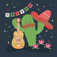 Mexicaanse cactus met gitaar vector