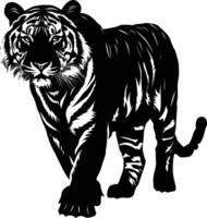 ai gegenereerd silhouet tijger zwart kleur enkel en alleen vol lichaam vector