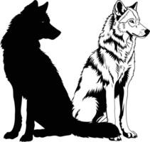 ai gegenereerd silhouet wolf zwart kleur enkel en alleen vector