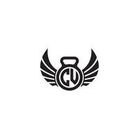cu geschiktheid Sportschool en vleugel eerste concept met hoog kwaliteit logo ontwerp vector