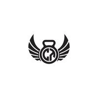ct geschiktheid Sportschool en vleugel eerste concept met hoog kwaliteit logo ontwerp vector