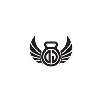 dj geschiktheid Sportschool en vleugel eerste concept met hoog kwaliteit logo ontwerp vector