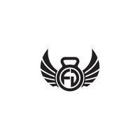fj geschiktheid Sportschool en vleugel eerste concept met hoog kwaliteit logo ontwerp vector