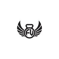 fu geschiktheid Sportschool en vleugel eerste concept met hoog kwaliteit logo ontwerp vector