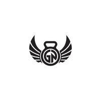 gn geschiktheid Sportschool en vleugel eerste concept met hoog kwaliteit logo ontwerp vector