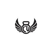 ie geschiktheid Sportschool en vleugel eerste concept met hoog kwaliteit logo ontwerp vector