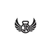 jq geschiktheid Sportschool en vleugel eerste concept met hoog kwaliteit logo ontwerp vector