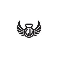 lv geschiktheid Sportschool en vleugel eerste concept met hoog kwaliteit logo ontwerp vector
