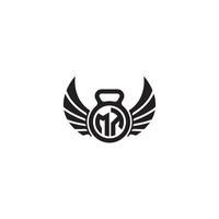 mt geschiktheid Sportschool en vleugel eerste concept met hoog kwaliteit logo ontwerp vector