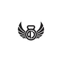 qi geschiktheid Sportschool en vleugel eerste concept met hoog kwaliteit logo ontwerp vector