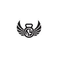 uy geschiktheid Sportschool en vleugel eerste concept met hoog kwaliteit logo ontwerp vector