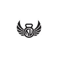uv geschiktheid Sportschool en vleugel eerste concept met hoog kwaliteit logo ontwerp vector