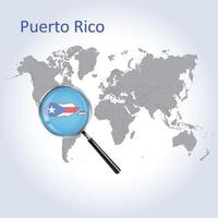 uitvergroot kaart puerto rico met de vlag van puerto rico uitbreiding van kaarten, vector kunst