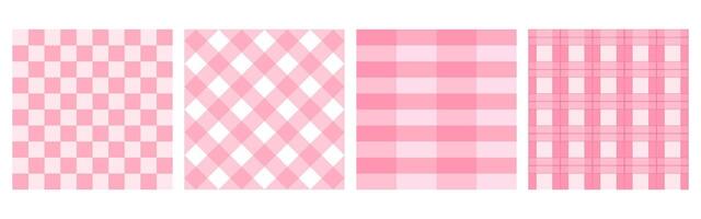 roze en wit plaid Schotse ruit naadloos patroon. geruit picknick Koken tafel kleding vector