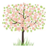 illustratie met een bloeiend boom. roze, groente, licht bruin. voor de ontwerp van ansichtkaarten, uitnodigingen, posters vector