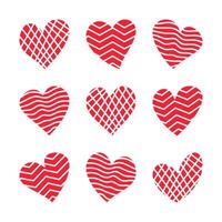 handgetekende harten. ontwerpelementen voor Valentijnsdag. vector