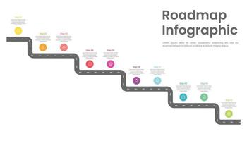 routekaart infographic sjabloon ontwerp met 10 stappen en pictogrammen vector