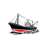 visvangst vaartuig monochroom silhouet vector kunst illustratie. visser schip boot vector