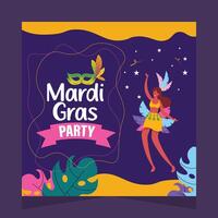 mardi gras partij sociaal media post illustratie vector