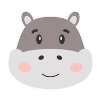 tekenfilm nijlpaard. de hoofd van een nijlpaard. schattig illustratie van een nijlpaard gezicht. vector illustratie.
