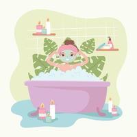 vrouw in badkuip cartoon vector