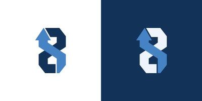 uniek en modern 8 omhoog logo ontwerp vector