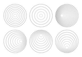 printcirkels stippel lijnen, convergeren circulaire ringen van stippel lijn cirkels. vector