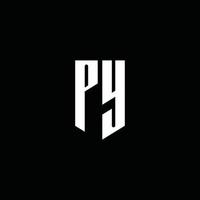 py logo monogram met embleem stijl geïsoleerd op zwarte achtergrond vector