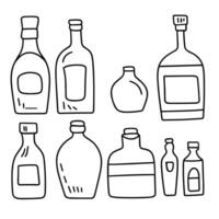 tekening flessen verzameling geïsoleerd Aan wit achtergrond. gekleurde schets flessen set. hand- getrokken vector kunst.