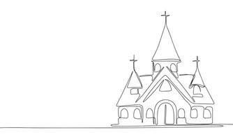 een lijn doorlopend kerk. lijn kunst kerk geïsoleerd Aan wit achtergrond. hand- getrokken vector kunst.