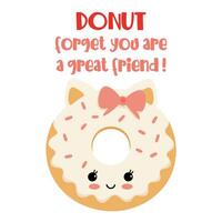 donut citaat voor Valentijnsdag dag. schattig donut clip art naar vieren vriendschap vector