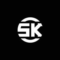 sk logo monogram geïsoleerd op cirkel element ontwerpsjabloon vector