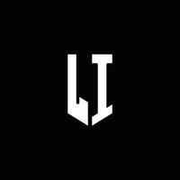 li logo monogram met embleem stijl geïsoleerd op zwarte achtergrond vector