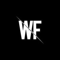 wf logo monogram met slash-stijl ontwerpsjabloon vector