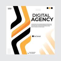 digitaal agentschap banier sjabloon met oranje en zwart strepen vector