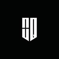 oq logo monogram met embleem stijl geïsoleerd op zwarte achtergrond vector