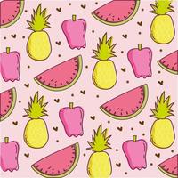 voedselpatroon, ananas, watermeloen en peper verse decoratie vector