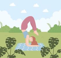 vrouw die yoga maakt vector