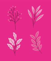 vier roze planten vector