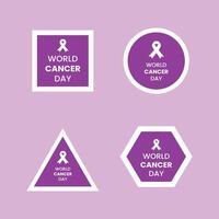 wereld kanker dag etiketten verzameling met wit schets vector