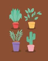 vier planten items vector