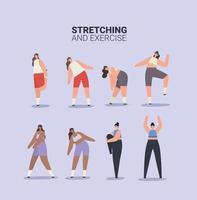 vrouwen stretching ontwerp vector